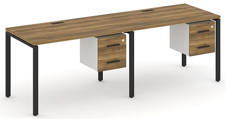 Рабочая станция односторонняя с подвесными тумбами на 2 места CN.ORS-114 B/W