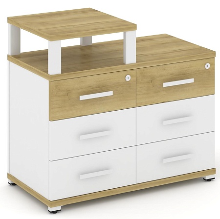 Тумба приставная широкая 6 ящиков. С надставкой узкой. CN.TSP-008 B/W