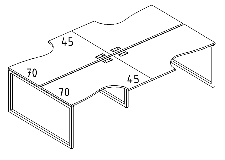 Рабочая станция со столами эргономичными  А4 Б4 185-2 БП
