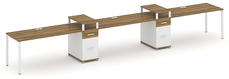 Рабочая станция на 3 места с двумя опорными тумбами CN.ORS-456 B/W