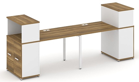 Рабочая станция с опорными распашными шкафами с надставкой низкой CN.ORS-225 B/W