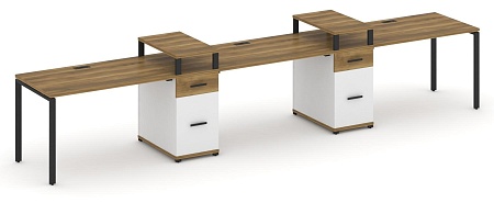 Рабочая станция на 3 места с двумя опорными тумбами CN.ORS-454 B/W