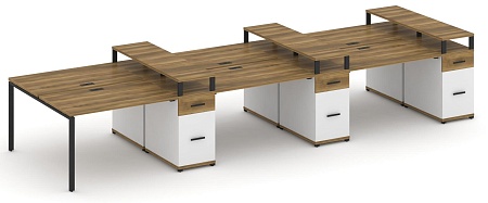 Рабочая станция на 6 мест с шестью опорными тумбами CN.DRS-478 B/W
