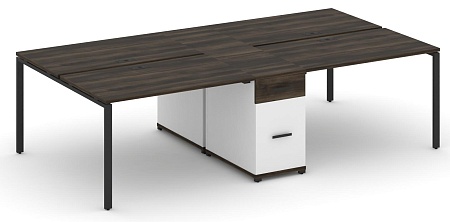 Рабочая станция на 4 места с двумя опорными тумбами CN.DRS-422 B/W