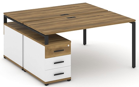 Рабочая станция на 2 места с двухсторонней опорной тумбой CN.DRS-304 B/W