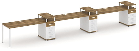 Рабочая станция на 3 места с тремя опорными тумбами CN.ORS-460 B/W