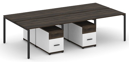 Рабочая станция на 6 мест с двумя двухсторонними опорными тумбами CN.DRS-345 B/W