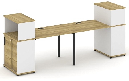 Рабочая станция с опорными шкафом купе с надставкой низкой CN.ORS-237 B/W