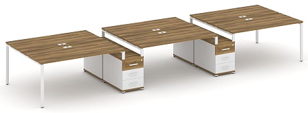 Рабочая станция на 6 мест с двумя двухсторонними опорными тумбами CN.DRS-336 B/W
