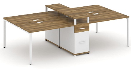 Рабочая станция на 6 мест с четыремя опорными тумбами CN.DRS-438 B/W
