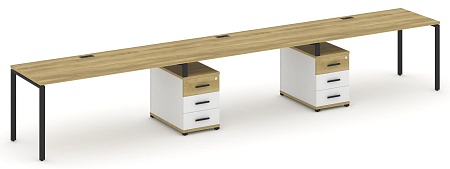 Рабочая станция на 3 места с двумя опорными тумбами CN.ORS-336 B/W