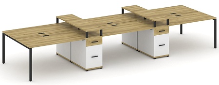 Рабочая станция на 6 мест с четыремя опорными тумбами CN.DRS-471 B/W
