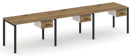 Рабочая станция односторонняя с подвесными тумбами на 3 места CN.ORS-130 B/W