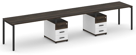 Рабочая станция на 3 места с двумя опорными тумбами CN.ORS-335 B/W