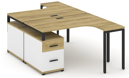 Рабочая станция с двойной опорной тумбой CN.DSA-303 B/W