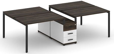 Рабочая станция на 4 места с двухсторонней опорной тумбой CN.DRS-310 B/W