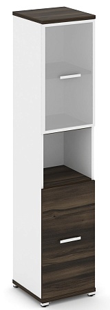 Шкаф одна узкая секция, 5 ниш (фасад ЛДСП  на 2 ниши + фасад стекло белое матовое в раме, на 2 ниши) CN.STU-513 RM B/W