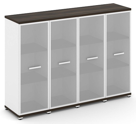 Шкаф четыре узкие секции, 3 ниши (4 фасада стекло белое матовое в раме, 3 ниши) CN.STU-346 RM B/W