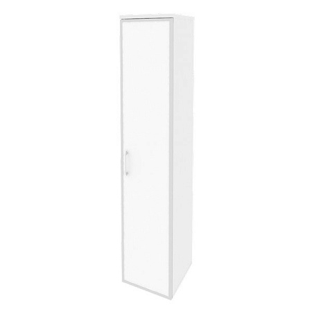 Шкаф высокий узкий правый (1 высокий фасад стекло лакобель в раме) O.SU-1.10R(R)white