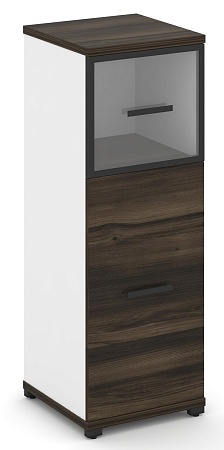 Шкаф одна узкая секция, 3 ниши (фасад ЛДСП, 2 ниши + фасад стекло прозрачное в раме,  1 ниша) CN.STU-314 RP B/W