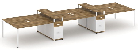 Рабочая станция на 6 мест с четыремя опорными тумбами CN.DRS-472 B/W