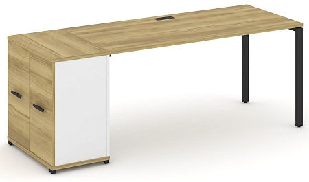 Стол рабочий с опорным распашным шкафом CN.SP-220 B/W