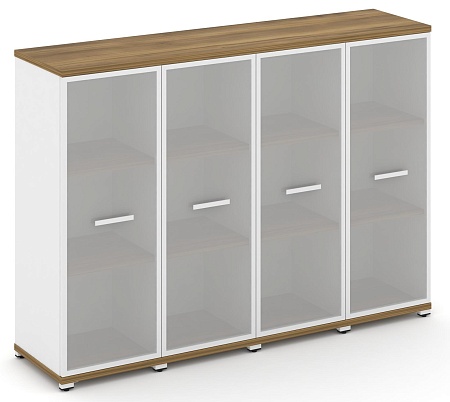 Шкаф четыре узкие секции, 3 ниши (4 фасада стекло белое матовое в раме, 3 ниши) CN.STU-346 RM B/W