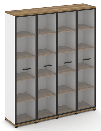 Шкаф четыре узкие секции, 5 ниш (4 фасадов стекло прозрачное в раме,  5 ниш) CN.STU-548 RP B/W