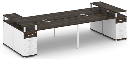 Рабочая станция на 6 мест с шестью опорными тумбами CN.DRS-443 B/W
