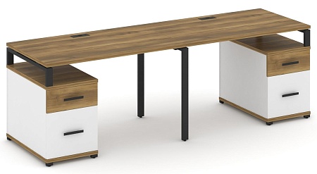 Рабочая станция на 2 места с двумя опорными тумбами CN.ORS-322 B/W