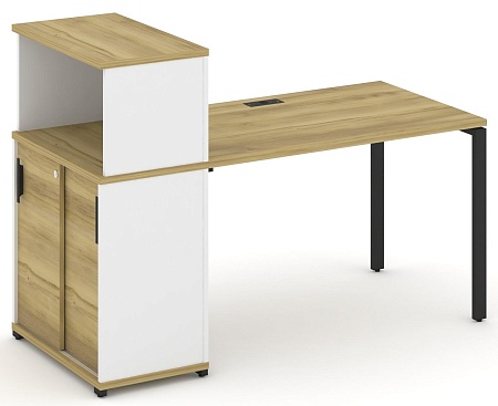 Стол рабочий с опорным шкафом купе с надставкой низкой CN.SP-238 B/W