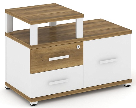 Тумба приставная широкая 2 ящика + 1 распашной фасад. С надставкой узкой. CN.TSP-005 B/W