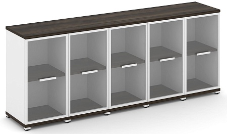 Шкаф пять узких секций, 2 ниши (5 фасадов стекло прозрачное в раме,  2 ниши) CN.STU-253 RP B/W