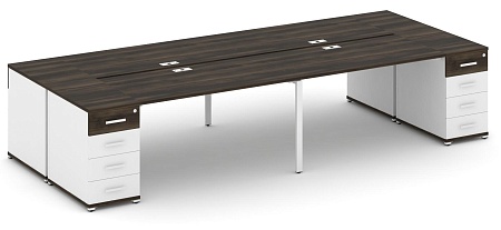 Рабочая станция на 4 места с двумя опорными тумбами CN.DRS-427 B/W