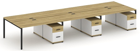 Рабочая станция на 6 мест с тремя двухсторонними опорными тумбами CN.DRS-356 B/W