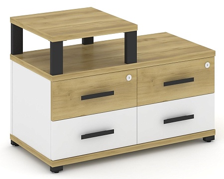 Тумба приставная широкая 4 ящика. С надставкой узкой. CN.TSP-002 B/W