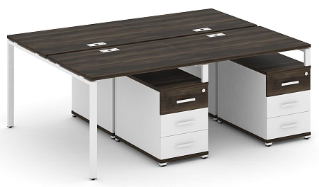 Рабочая станция на 4 места с двумя двухсторонними опорными тумбами CN.DRS-317 B/W