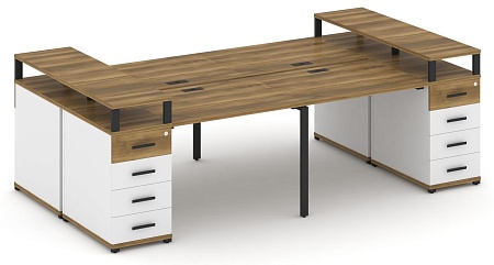 Рабочая станция на 6 мест шестью опорными тумбами CN.DRS-441 B/W