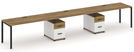 Рабочая станция на 3 места с двумя опорными тумбами CN.ORS-340 B/W