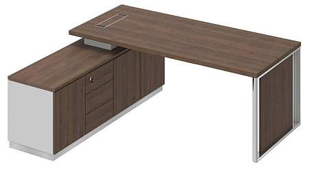 Стол руководителя на опорной тумбе с декоративной вставкой левый БР 108L