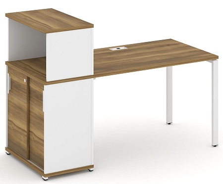 Стол рабочий с опорным шкафом купе с надставкой низкой CN.SP-238 B/W