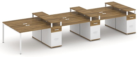 Рабочая станция на 6 мест с шестью опорными тумбами CN.DRS-478 B/W