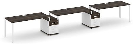 Рабочая станция на 3 места с двумя опорными тумбами CN.ORS-328 B/W