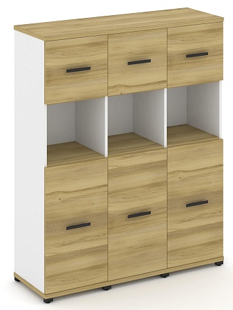 Шкаф три узкие секции, 4 ниши (3 фасада ЛДСП, 2 ниши + 3 фасада ЛДСП, 1 ниша) CN.STU-435  B/W