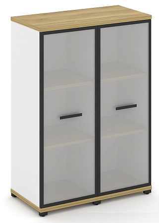 Шкаф две узкие секции, 3 ниши (2 фасада стекло белое матовое в раме, 3 ниши) CN.STU-326 RM B/W