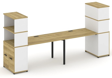Рабочая станция с опорными распашными шкафами с надставкой высокой CN.ORS-230 B/W