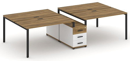 Рабочая станция на 4 места с двухсторонней опорной тумбой CN.DRS-311 B/W