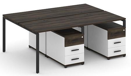 Рабочая станция на 4 места с двумя двухсторонними опорными тумбами CN.DRS-317 B/W