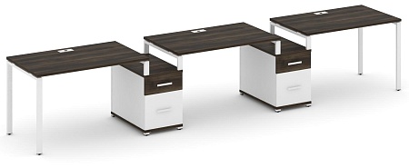Рабочая станция на 3 места с двумя опорными тумбами CN.ORS-330 B/W