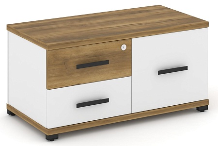 Тумба приставная широкая 2 ящика + 1 распашной фасад. CN.TSP-004 B/W